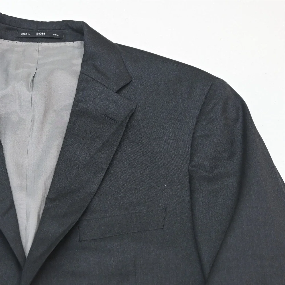 Hugo Boss 42L 34x32 Gray Pasolini/Movie 100% Wool USA Mens Jacket Pants Suit
